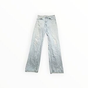 H&M Jeans Mens 30/32 Light Blue Regular Fit Paint Splatter Distressed Denim